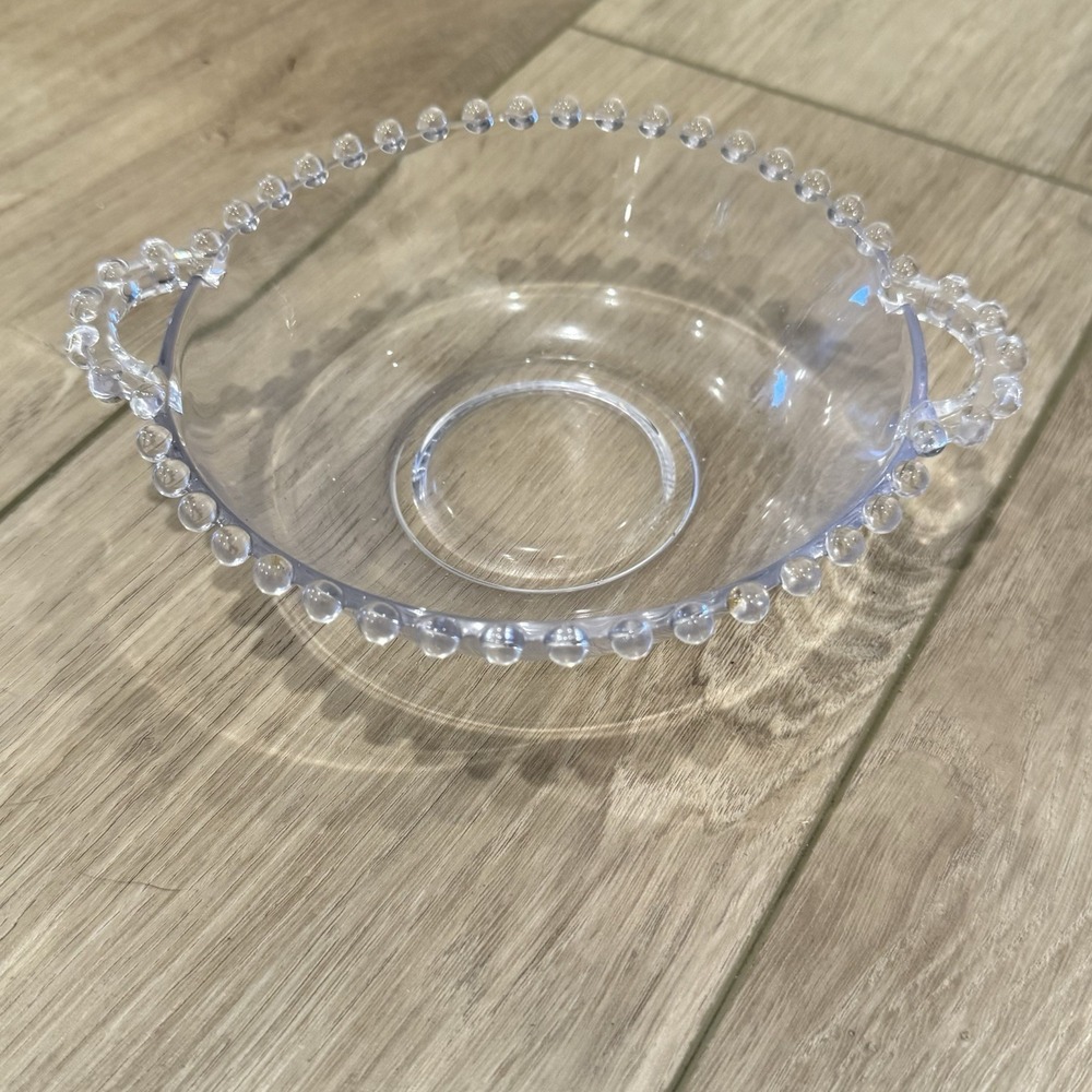 Vintage Imperial Glass Candlewick Candy Dish Beaded Rim 6 Inch Clear Glass